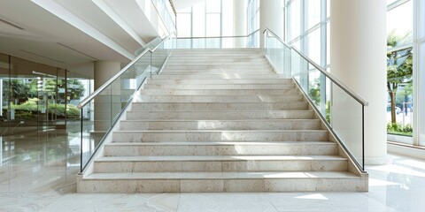 Obraz premium Expansive granite staircase in the central entrance area