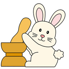 추석 절구 찧는 토끼 일러스트 © nusoi