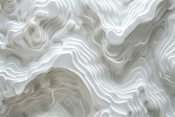 Obraz premium Mesmerizing Monochromatic Topographic Waves Abstract 3D Minimal Background
