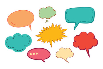 Speech bubble with line isolated flat vector illustration Set on white background