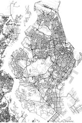 Fototapeta premium Singapore City Monochrome Black and White Minimalist Street Road Aesthetic Decoration Map