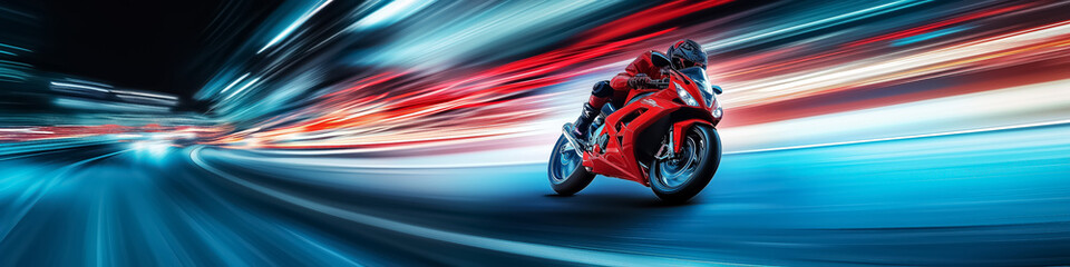Obraz premium A high-speed red autocycle in dynamic motion, suitable for automotive events, racing promotions, and adrenaline-themed designs.