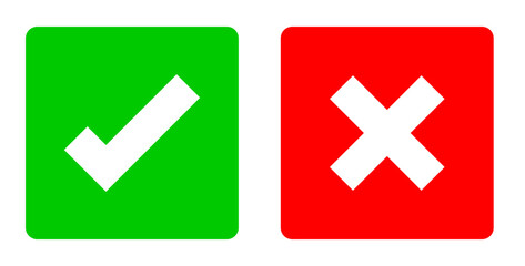 Check mark and cross mark icons. SVG file. Can change colors.