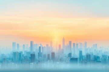 Fototapeta premium Smogcovered city skyline, air pollution visible in a highcontrast, moody shot with minimal lighting