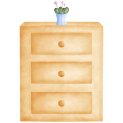 Drawer wooden, hand drawn, transparency,illustration.