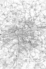 Naklejka premium City Monochrome Black and White Minimalist Street Road Aesthetic Decoration Map