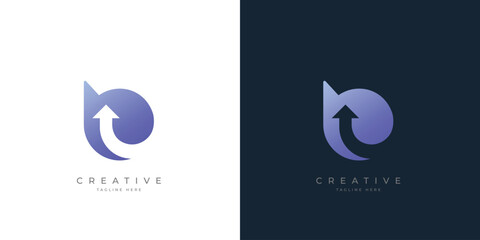 Creative letter b arrow and growth logo design