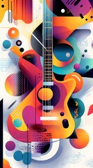 Vibrant Music Festival Banner with Geometric Patterns and Bold Colors