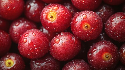 Close-Up of Fresh Red Cherry Jam with Water Droplets