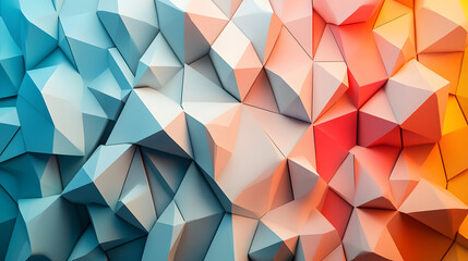 Fototapeta premium Abstraktes Low-Poly-Design mit ineinandergreifenden geometrischen Formen in Pastellfarben 