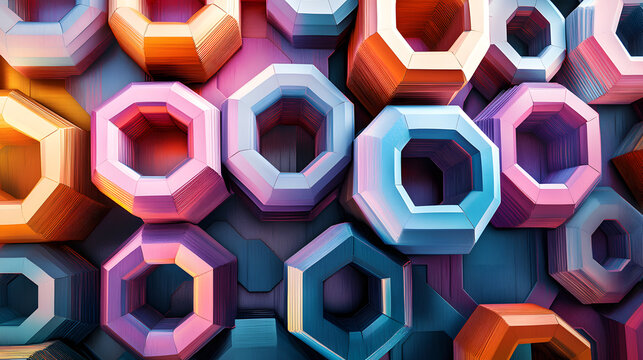 Bunte Geometrie: Schichtweise Sechseck-Formen