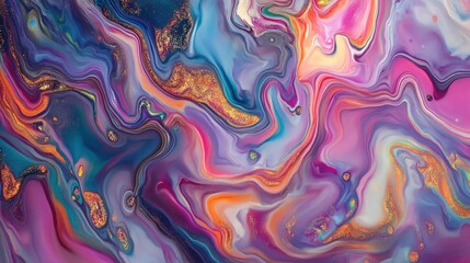 Abstract neon liquid wavy background. Liquid art, marbling texture