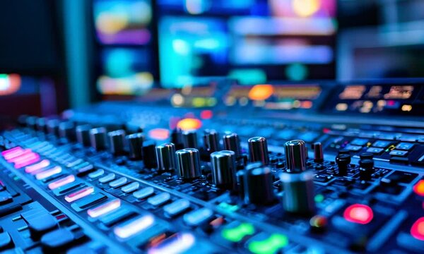 Close-up of a Sound Mixing Console