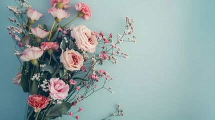 Flower arrangement or bouquet colorful spring flowers isolated on transparent background. ai generative.