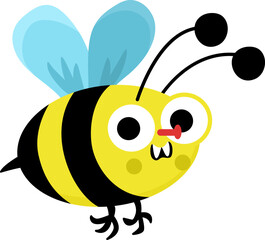 Obraz premium Vector cartoon bumblebee. Funny prehistoric insect. Woodland beetle. Cute forest bee or wasp illustration for kids isolated on white background. Tropical or rainforest bug icon