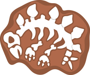 Vector stegosaurus bones icon. Cute dinosaur fossils illustration for kids. Funny excavated stegosaur clipart for children isolated on white background. Cartoon prehistoric animal picture