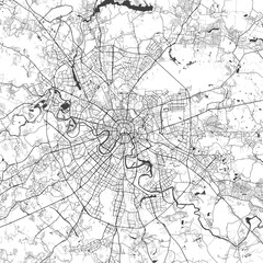 City Monochrome Black and White Minimalist Street Road Aesthetic Decoration Map