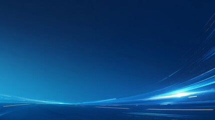 Moving Blue Light Streak Ray in Minimalist Style with Copy Space on the Side