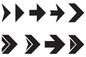 Arrow icon. Mega set of vector arrows. Simple arrow big set. Black vector arrows. Collection different arrows sign. Set of black triangular arrow vector.  Modern simple arrows. Vector illustration.