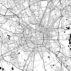 Obraz premium City Monochrome Black and White Minimalist Street Road Aesthetic Decoration Map