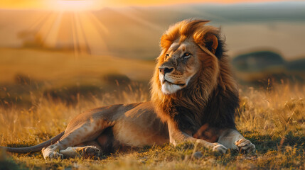Cute Motion Blur of Lion Shaking Off Raindrops in the Mara Triangle, Kenya ai generative.