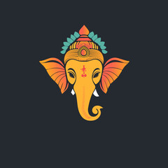 Vector illustration of  Hindu Lord Ganesha in simple minimalistic art form