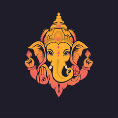 Vector illustration of  Hindu Lord Ganesha in simple minimalistic art form