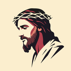 Vector illustration of  Lord Jesus Christ in simple minimalistic art form