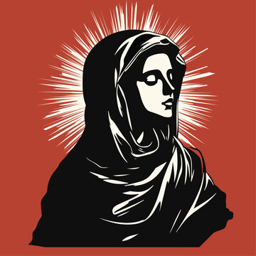 recommend clip art: Vector illustration of  Mother Mary in simple minimalistic art form