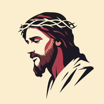 recommend clip art: Vector illustration of  Lord Jesus Christ in simple minimalistic art form