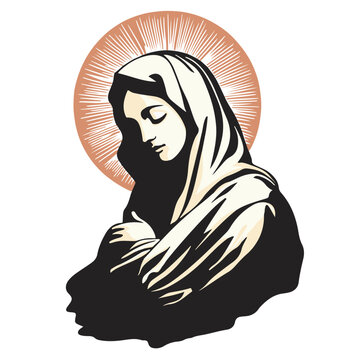recommend clip art: Vector illustration of  Mother Mary in simple minimalistic art form