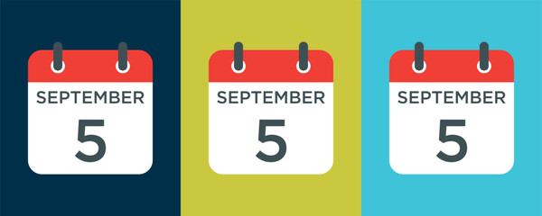 calendar - September 5 icon illustration isolated vector sign symbol