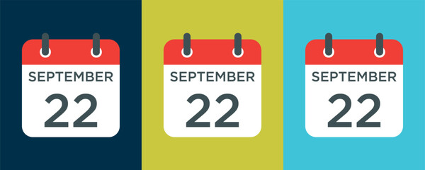 calendar - September 22 icon illustration isolated vector sign symbol