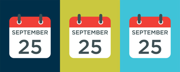calendar - September 25 icon illustration isolated vector sign symbol
