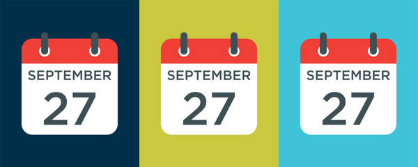 calendar - September 27 icon illustration isolated vector sign symbol