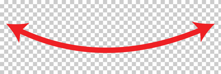 Dual sided arrow. Curved arc shape. Semicircular thin double ended arrow. Dual sided arrow Vector illustration.