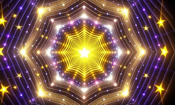 Starry Circle Tunnel with Yellow Glow

