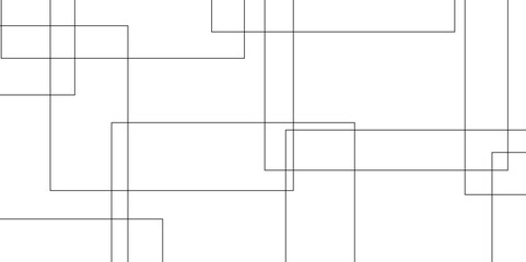 Geometric white background with black rectangle shape strokes lines pattern texture. seamless random chaotic digital line business concept. abstract black stroke lines vector background.