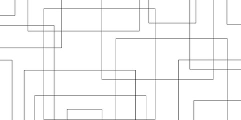 Geometric white background with black rectangle shape strokes lines pattern texture. seamless random chaotic digital line business concept. abstract black stroke lines vector background.