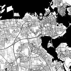 Fototapeta premium City Monochrome Black and White Minimalist Street Road Aesthetic Decoration Map