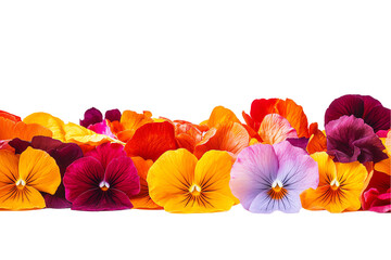 Obraz premium Vibrant Pansy Petals and Blossoms Horizontal Border