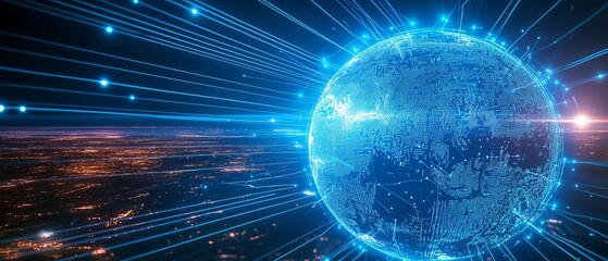 Fototapeta premium A futuristic depiction of a global distribution network, where advanced technology drives international marketing strategies and logistics coordination