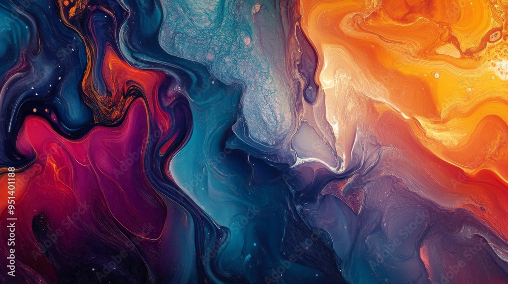 Fototapete A vibrant abstract background with swirling colors and fluid shapes, creating a dynamic and energetic composition