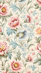 Vintage pattern muted pastel flower art backgrounds.