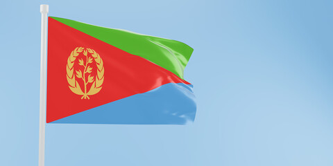 Eritrea flag of silk-3D illustration. 3d render.