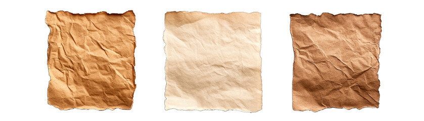 Handmade Paper Crafted From Recycled Materials. Isolated on a Transparent Background. Cutout PNG.