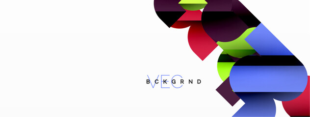 Colorful curve geometric shapes on white