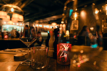 Romantic restaurant table setting