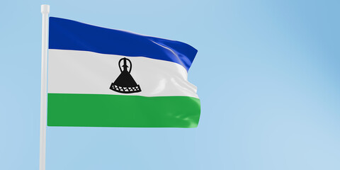 Lesotho flag of silk-3D illustration. 3d render.