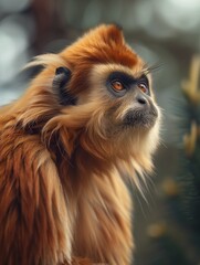 Wild Golden Snub nosed Monkey, Majestic Primate, Close up Wildlife in Nature